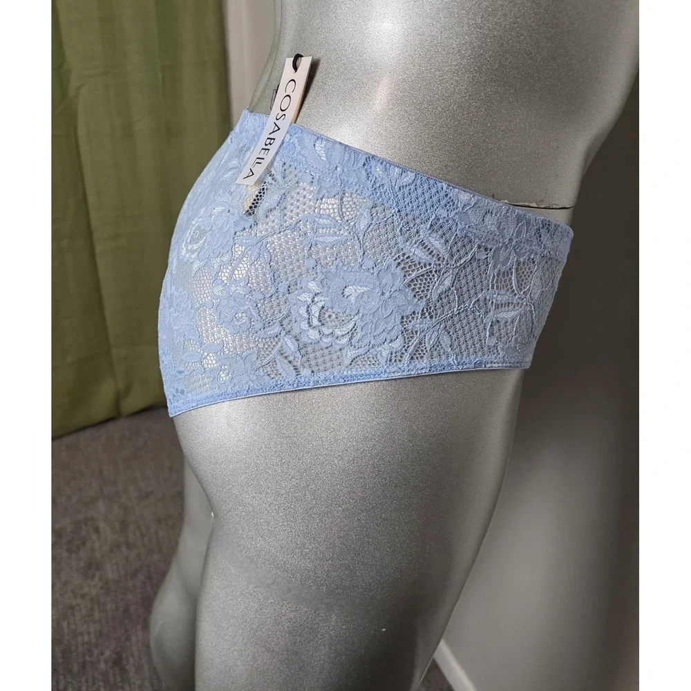 Cosabella Never Say Never Mens Lace Briefs Blue Floral Low Rise Underwear NWT‎